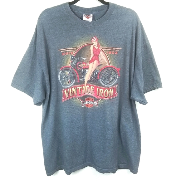 Harley-Davidson Other - VNT🏍️Harley-Davidson Pin Up Girl Vintage Iron 👕